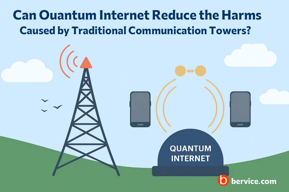 Can Quantum Internet Reduce the Harms Caused by Traditional Communication Towers?